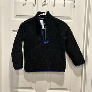 Amazon Essentials Boys Size Small 6-7 Fleece Pull Over Jacket Black 1/4 zip Soft